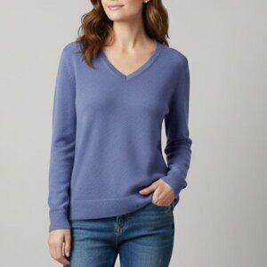 Charter Club Women's Small 2-Ply Cashmere Sweater Blue V-Neck Long Sleeve